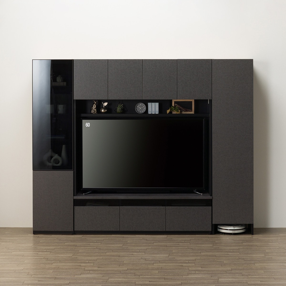 ニトリ テレビ台 ガラス扉付き ハイテレビボード2点セット(UF01 150 ガラスキャビネット＋ドア