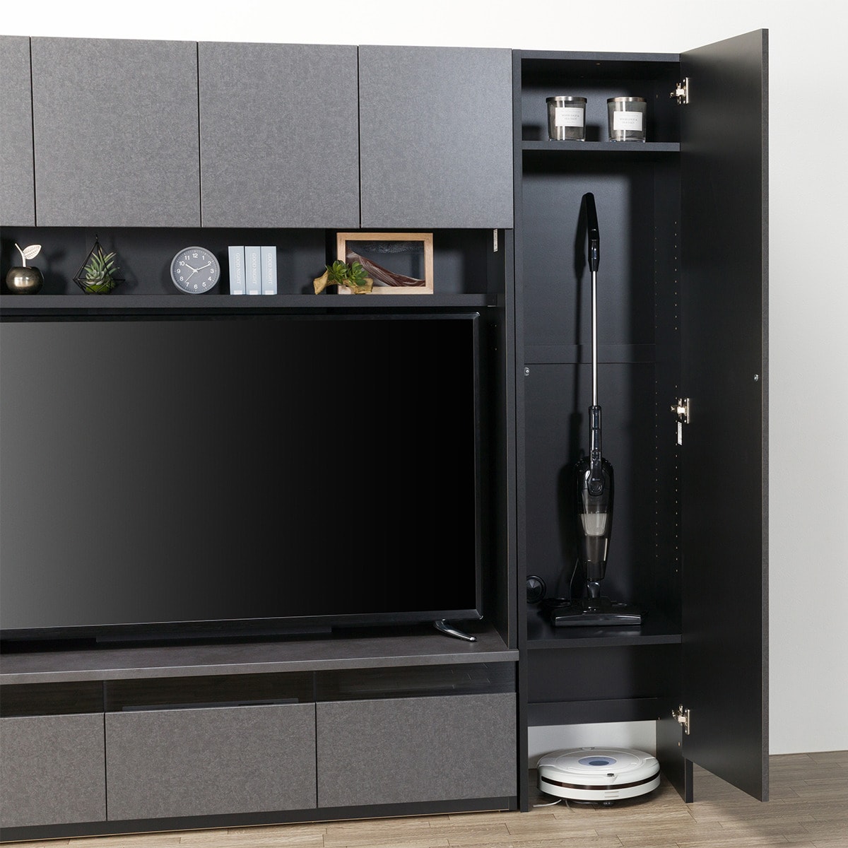美品⭐︎ニトリ テレビ台 ガラス扉付き フレンチカントリー調 フラップ式扉テレビ台 (WH) | ニトリ