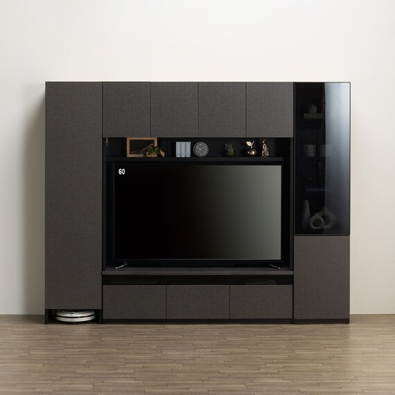 ハイテレビボード3点セット(UF01 150/ガラスドアキャビネットR45/トールキャビネット45D-L GY) 2枚目画像