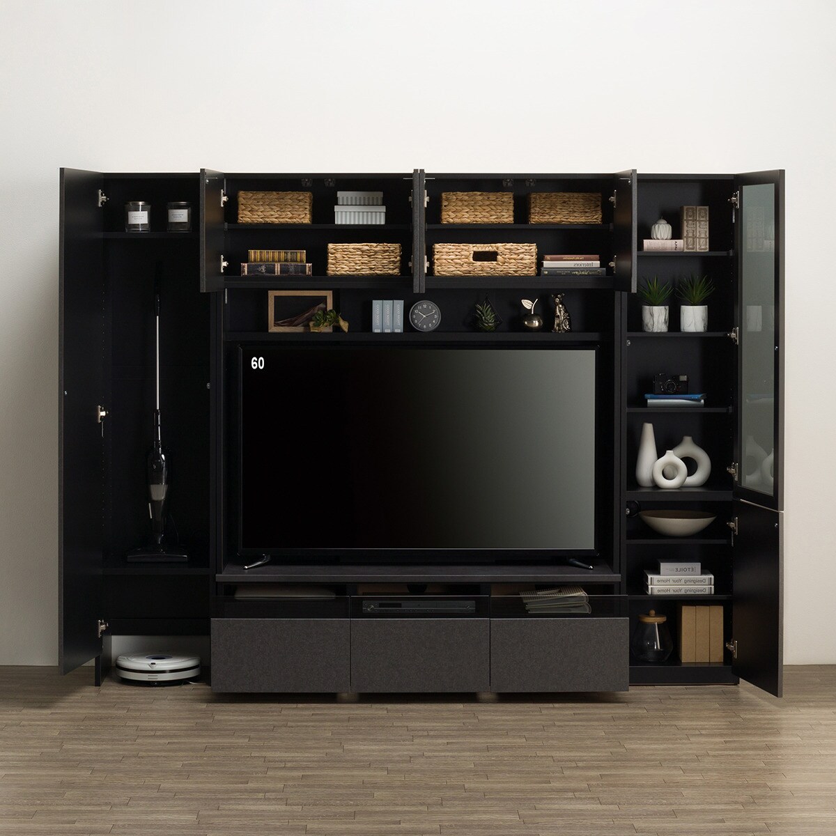 ハイテレビボード3点セット(UF01 150/ガラスドアキャビネットR45+