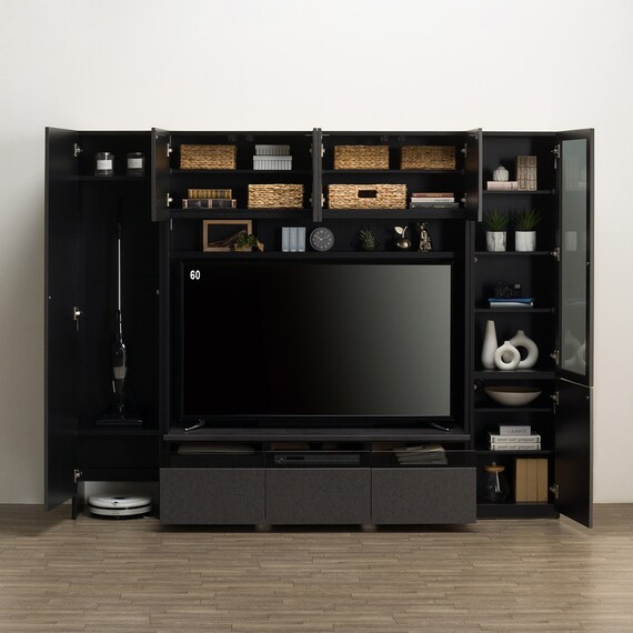 ハイテレビボード3点セット(UF01 150/ガラスドアキャビネットR45/トールキャビネット45D-L GY) 4枚目画像