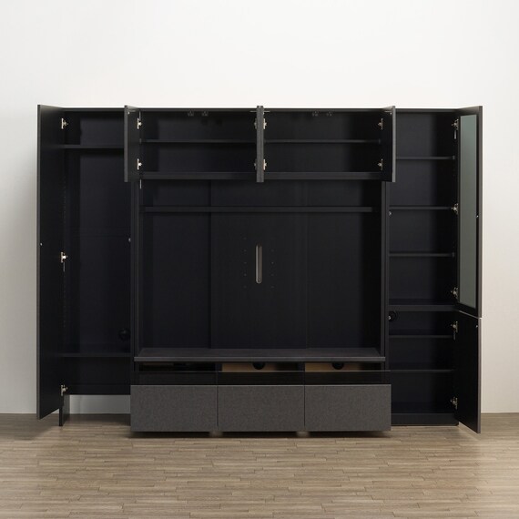 ハイテレビボード3点セット(UF01 150/ガラスドアキャビネットR45/トールキャビネット45D-L GY) 5枚目画像