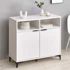 テレビ台にもなるキャビネット 2枚扉 (幅90cm WH) 1枚目画像