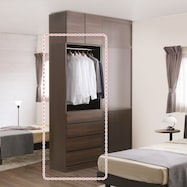 間仕切りワードローブハンガー+引出4杯