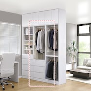 間仕切りワードローブハンガー+引出3杯