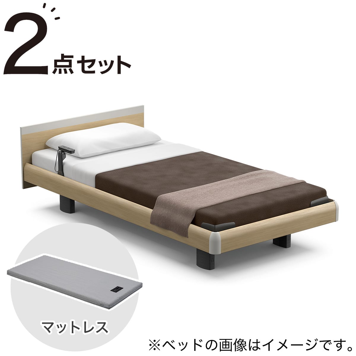 シングルベッド マットレス付 楽天市場】シングルベッド グレーポケットコイルマットレス付き しん