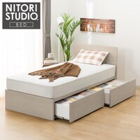 シングル 収納付きベッドフレーム(NS-001 深型/床板 GY)
