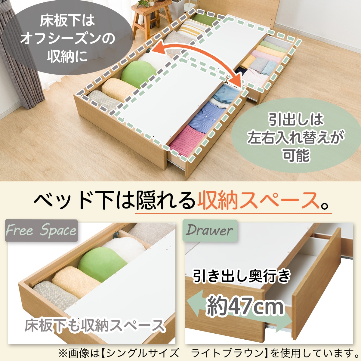 ニトリ ダブルベッドフレーム 収納付き ニトリ ダブル 収納付きベッドフレーム(NS-001 深型/床板 MBR