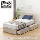 収納付きベッドフレーム クイーン フラットタイプ (NS-001 DR25 引き出し付き 床板 GW) 1枚目画像