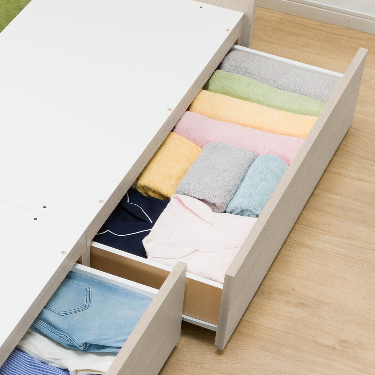 【美品】クイーンベット　フレーム　ニトリ　収納付き ニトリ クイーン 収納付きベッドフレーム(NS-001 浅型/床板 GY