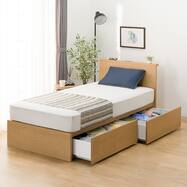 収納付きベッドフレーム 棚付きタイプ (NS-002 DR31 引き出し付き 深型 すのこ)