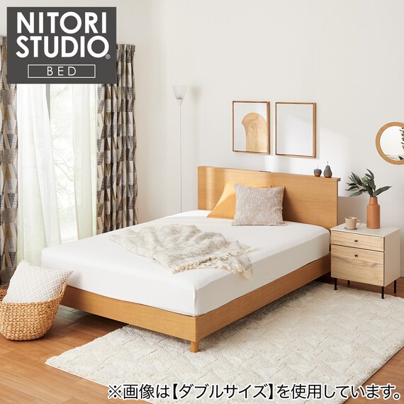 ベッドフレーム セミダブル 棚付きタイプ (NS-002 LEG/LOW すのこ LBR 