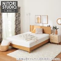 ベッドフレーム クイーン 棚付きタイプ (NS-002 LEG/LOW すのこ LBR)