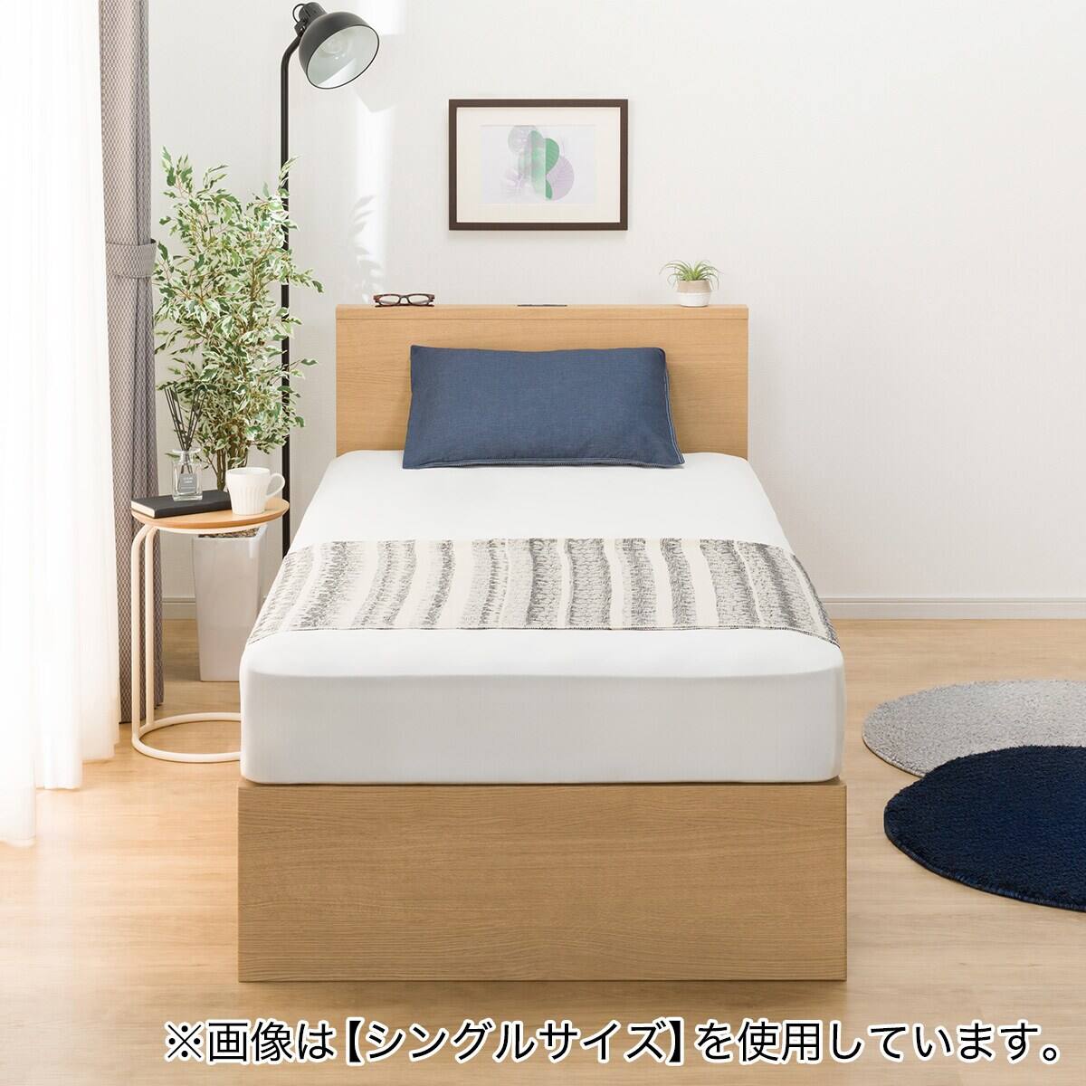 収納付きベッドフレーム クイーン 棚付きタイプ (NS-002 DR31