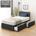 収納付きベッドフレーム シングル 棚付きタイプ (NS-002 DR31 引き出し付き 深型 すのこ BK) 1枚目画像