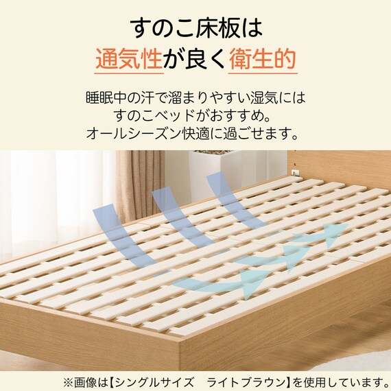 収納付きベッドフレーム シングル 棚付きタイプ (NS-002 DR31 引き出し付き 深型 すのこ BK) 4枚目画像