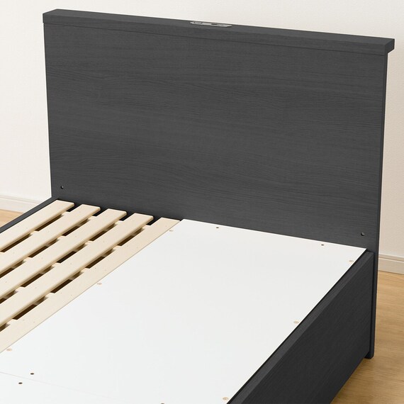 収納付きベッドフレーム シングル 棚付きタイプ (NS-002 DR31 引き出し付き 深型 すのこ BK) 10枚目画像