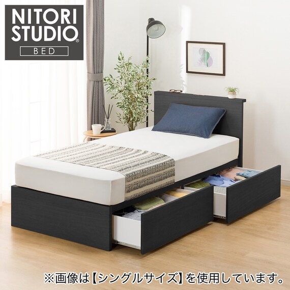 収納付きベッドフレーム セミダブル 棚付きタイプ (NS-002 DR31 