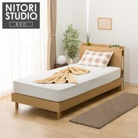 シングル 棚・サイド収納付きベッドフレーム(NS-003 LEG/LOW すのこ LBR)