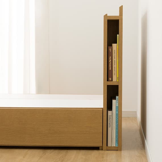 シングル 棚・サイド収納付きベッドフレーム(NS-003 浅型/床板 LBR) 12枚目画像