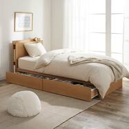 収納付きベッドフレーム 棚・サイド収納付きタイプ (NS-003 DR31 引き出し付き 深型 すのこ)