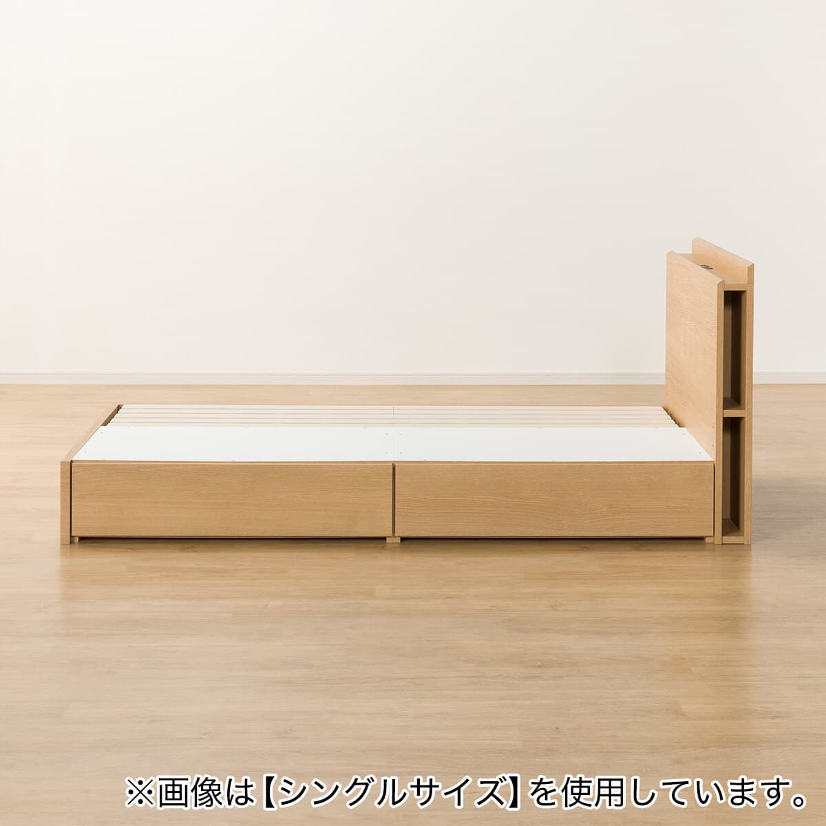 収納付きベッドフレーム クイーン 棚・サイド収納付きタイプ (NS-003
