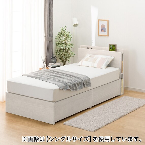 収納付きベッドフレーム セミダブル 棚・サイド収納付きタイプ (NS-003 DR31 引き出し付き 深型 すのこ WW) 5枚目画像