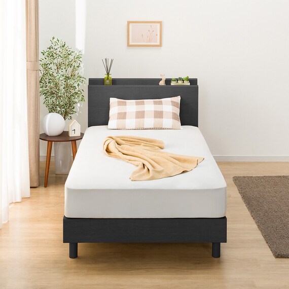 シングル 棚・サイド収納付きベッドフレーム(NS-003 LEG/LOW 床板 BK) 5枚目画像