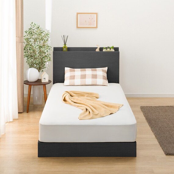 シングル 棚・サイド収納付きベッドフレーム(NS-003 LEG/LOW 床板 BK) 6枚目画像