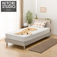 シングル 棚・サイド収納付きベッドフレーム(NS-003 LEG/LOW すのこ GY)