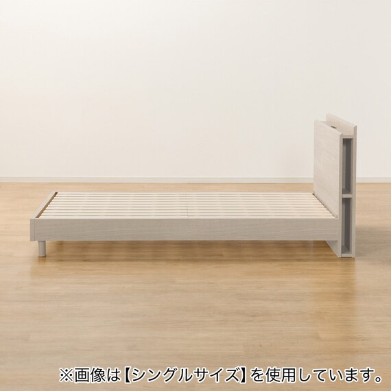 セミダブル 棚・サイド収納付きベッドフレーム(NS-003 LEG/LOW すのこ GW) 16枚目画像