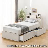 収納付きベッドフレーム 棚・サイド収納・照明付きタイプ1 (NS-004 DR31 引き出し付き 深型 床板)