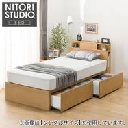 収納付きベッドフレーム 棚・サイド収納・照明付きタイプ1 (NS-004 DR31 引き出し付き 深型 床板)