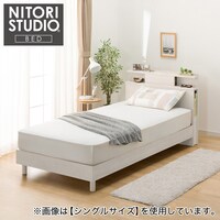 セミダブル 棚・照明・サイド収納付きベッドフレーム(NS-004 LEG/LOW すのこ WW)