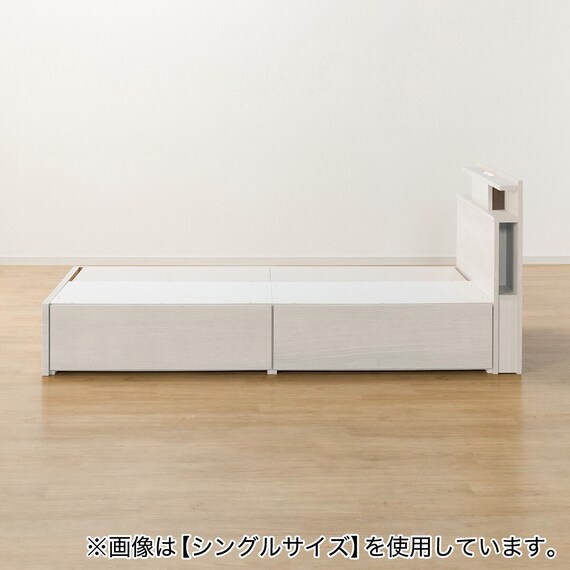 収納付きベッドフレーム セミダブル 棚・サイド収納・照明付きタイプ1 (NS-004 DR31 引き出し付き 深型 床板 WW) 15枚目画像