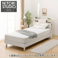 ベッドフレーム クイーン 棚・サイド収納・ライト付きタイプ1 (NS-004 LEG/LOW コンセント・USBポート付き すのこ WW)