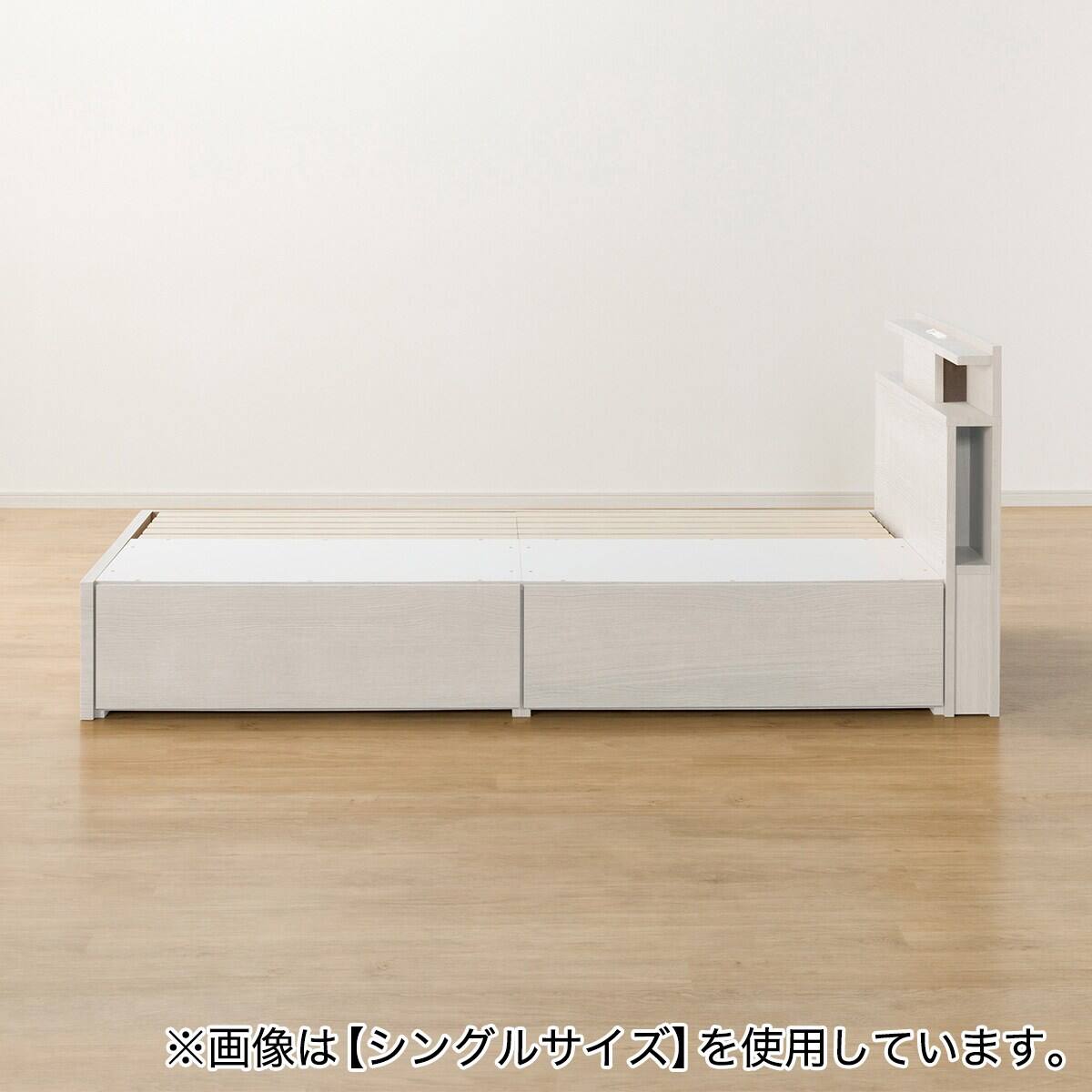 収納付きベッドフレーム クイーン 棚・サイド収納・ライト付きタイプ1