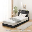 セミダブル 棚・照明・サイド収納付きベッドフレーム(NS-004 LEG/LOW すのこ BK) 5枚目画像