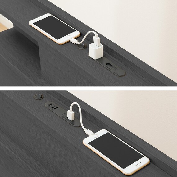 収納付きベッドフレーム ダブル 棚・サイド収納・照明付きタイプ1 (NS-004 DR31 引き出し付き 深型 すのこ BK) 11枚目画像