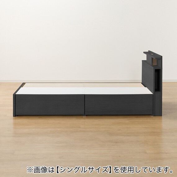 収納付きベッドフレーム ダブル 棚・サイド収納・照明付きタイプ1 (NS-004 DR31 引き出し付き 深型 すのこ BK) 16枚目画像