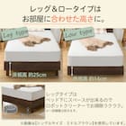 ベッドフレーム クイーン 棚・サイド収納・ライト付きタイプ1 (NS-004 LEG/LOW すのこ GW) 3枚目画像
