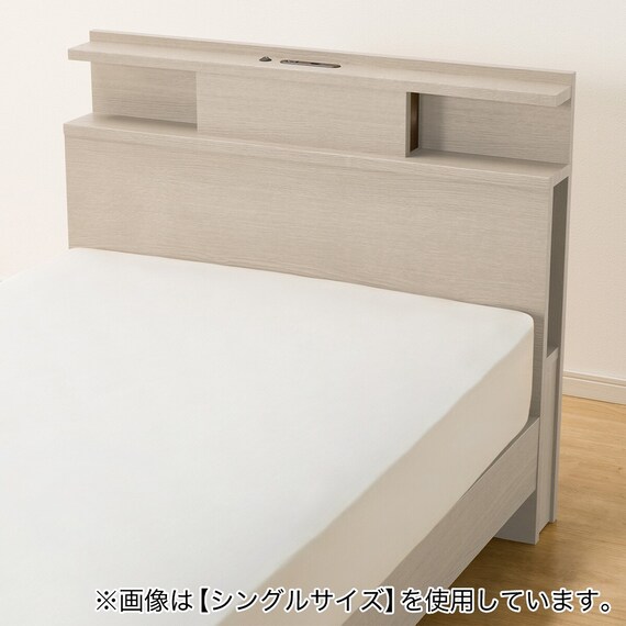 ベッドフレーム クイーン 棚・サイド収納・ライト付きタイプ1 (NS-004 LEG/LOW すのこ GW) 11枚目画像