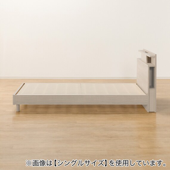 ベッドフレーム クイーン 棚・サイド収納・ライト付きタイプ1 (NS-004 LEG/LOW すのこ GW) 19枚目画像
