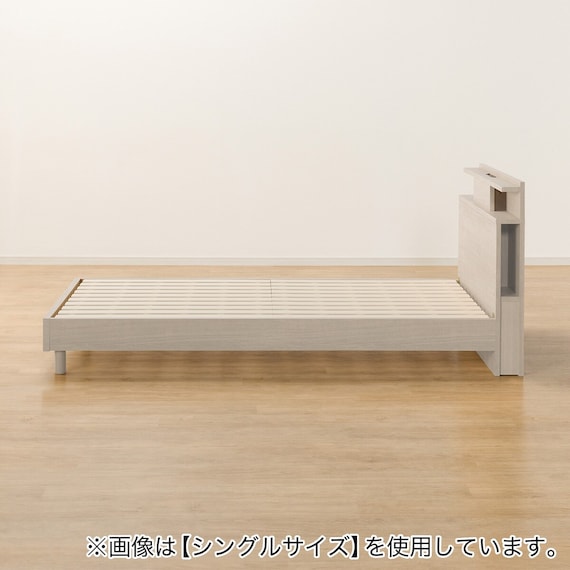 ベッドフレーム クイーン 棚・サイド収納・ライト付きタイプ1 (NS-004 LEG/LOW すのこ GW) 19枚目画像