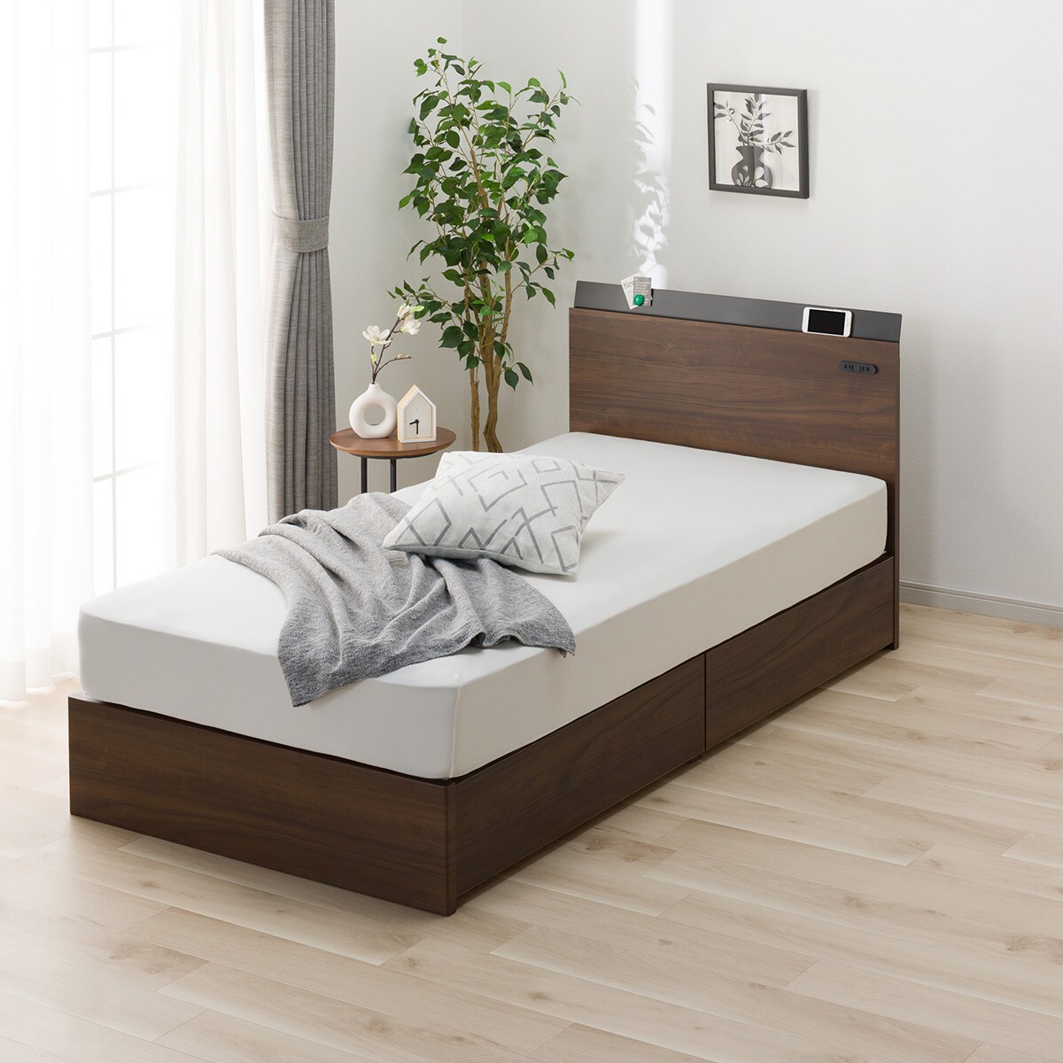 シングル棚・収納付きベッドフレーム(HF301 浅型 床板 MBR) | ニトリ