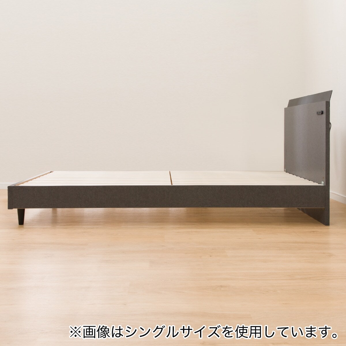 すのこセミダブル棚付きベッドフレーム(HF301 LEG/LOW GY2