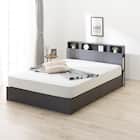 収納付きベッドフレーム ダブル 仕切り棚・サイド収納・照明付きタイプ (NS-006 DR25 引き出し付き 床板 GY) 6枚目画像