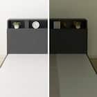 収納付きベッドフレーム ダブル 仕切り棚・サイド収納・照明付きタイプ (NS-006 DR25 引き出し付き 床板 GY) 11枚目画像