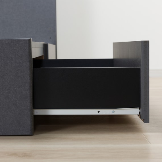 収納付きベッドフレーム ダブル 仕切り棚・サイド収納・照明付きタイプ (NS-006 DR25 引き出し付き 床板 GY) 15枚目画像