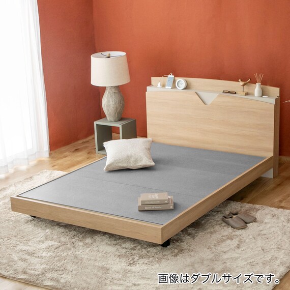 シングル コンセント棚付きベッド (オークナチュラルパーム) 3枚目画像